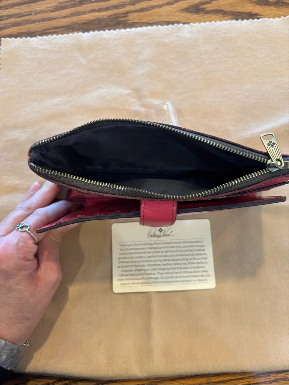 Patricia Nash Pink Leather Continental Wallet with Zip and Snap
